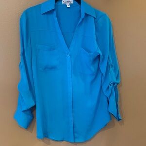 Express Women's Vibrant Blue Button-Down Shirt